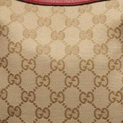 Pre Owned Gucci Beige/Red GG Canvas and Leather GG Interlocking Shopper Tote