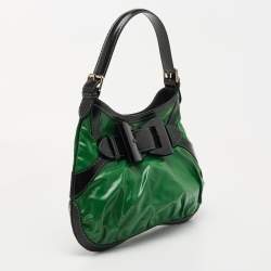 مملوكة مسبقًا Gucci Green/Black Coated Fabric and Leather Dialux Queen Hobo