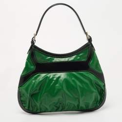 مملوكة مسبقًا Gucci Green/Black Coated Fabric and Leather Dialux Queen Hobo