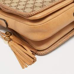 Gucci Beige/Brown GG Canvas and Leather Medium Marrakech Tassel Messenger Bag