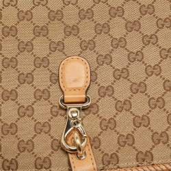 Gucci Beige/Brown GG Canvas and Leather Medium Marrakech Tassel Messenger Bag