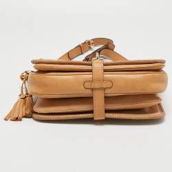 Gucci Beige/Brown GG Canvas and Leather Medium Marrakech Tassel Messenger Bag
