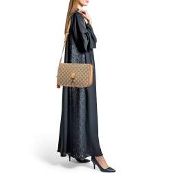 Gucci Beige/Brown GG Canvas and Leather Medium Marrakech Tassel Messenger Bag
