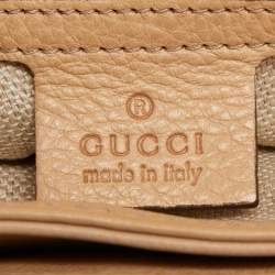 Gucci Beige/Brown GG Canvas and Leather Medium Marrakech Tassel Messenger Bag