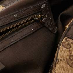 Pre Owned Gucci Beige/Brown Canvas and Leather Interlocking Boston Bag
