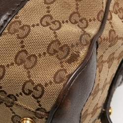 Pre Owned Gucci Beige/Brown Canvas and Leather Interlocking Boston Bag
