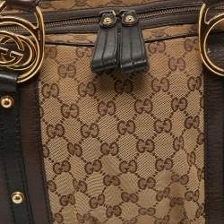 Pre Owned Gucci Beige/Brown Canvas and Leather Interlocking Boston Bag