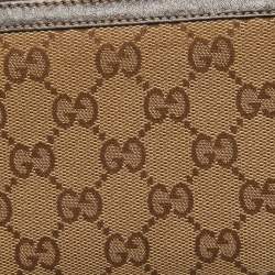Pre Owned Gucci Beige/Brown GG Canvas and Leather Bamboo Tassel Zip Around Wallet
