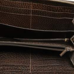 Pre Owned Gucci Beige/Brown GG Canvas and Leather Bamboo Tassel Zip Around Wallet