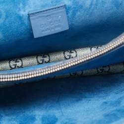 Pre Owned Gucci Blue/Beige GG Supreme Canvas and Suede Small Dionysus Blooms Shoulder Bag