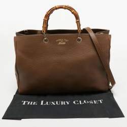 مملوكة مسبقًا Gucci Brown Leather Large Bamboo Shopper Tote
