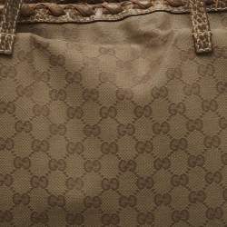 مملوكة مسبقًا Gucci Dark Olive Green GG Canvas Bamboo Tassel Shopper Tote
