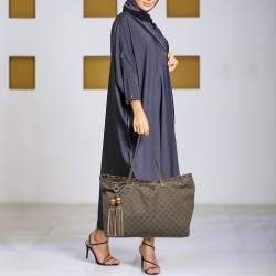 مملوكة مسبقًا Gucci Dark Olive Green GG Canvas Bamboo Tassel Shopper Tote