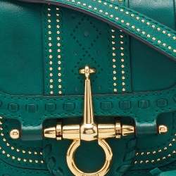 Pre Owned Gucci Green Leather Small Snaffle Bit Shoulder Bag