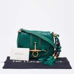 Pre Owned Gucci Green Leather Small Snaffle Bit Shoulder Bag