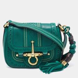 Pre Owned Gucci Green Leather Small Snaffle Bit Shoulder Bag