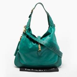 Pre Owned Gucci Green Leather Jackie Hobo