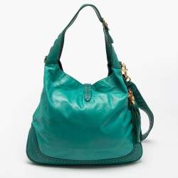 Pre Owned Gucci Green Leather Jackie Hobo