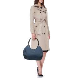 Pre Owned Gucci Blue Guccissima Leather and Canvas Hobo