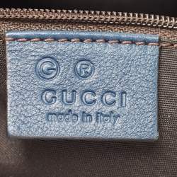 Pre Owned Gucci Blue Guccissima Leather and Canvas Hobo