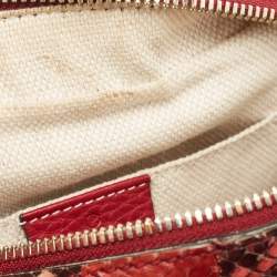 Pre Owned Gucci Burgundy Python Leather Soho Shoulder Bag