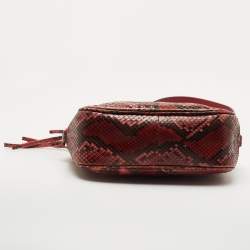 Pre Owned Gucci Burgundy Python Leather Soho Shoulder Bag