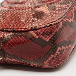 Pre Owned Gucci Burgundy Python Leather Soho Shoulder Bag