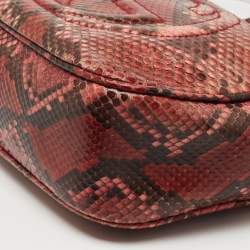 Pre Owned Gucci Burgundy Python Leather Soho Shoulder Bag