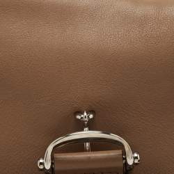 Pre Owned Gucci Brown Leather Techno Horsebit Flap Hobo