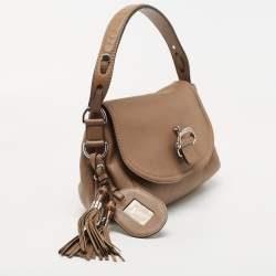 Pre Owned Gucci Brown Leather Techno Horsebit Flap Hobo