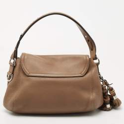 Pre Owned Gucci Brown Leather Techno Horsebit Flap Hobo