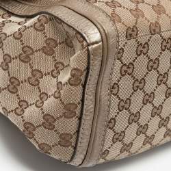 Pre Owned Gucci Beige/Gold GG Canvas and Leather Bella Flap Bag