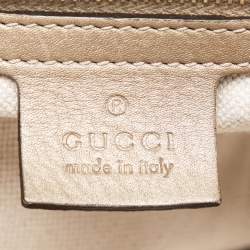 Pre Owned Gucci Beige/Gold GG Canvas and Leather Bella Flap Bag