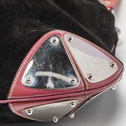 مملوكة مسبقًا Gucci Black/Red Suede and Patent Leather Medium Babouska Indy Hobo