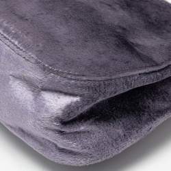 Pre Owned Gucci Purple Velvet Bamboo Top Handle Bag