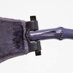 Pre Owned Gucci Purple Velvet Bamboo Top Handle Bag