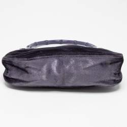 Pre Owned Gucci Purple Velvet Bamboo Top Handle Bag