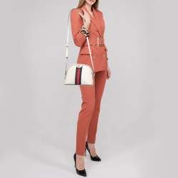 Pre Owned Gucci White Leather Small Ophidia Shoulder Bag