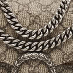 Pre Owned Gucci Beige GG Supreme Canvas and Suede Small Dionysus Shoulder Bag
