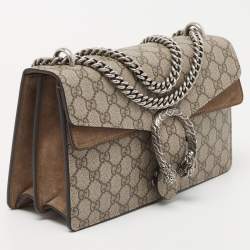 Pre Owned Gucci Beige GG Supreme Canvas and Suede Small Dionysus Shoulder Bag