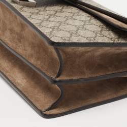Pre Owned Gucci Beige GG Supreme Canvas and Suede Small Dionysus Shoulder Bag