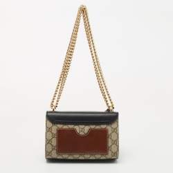 Gucci Black/Beige GG Supreme Canvas and Leather Small Padlock Shoulder Bag
