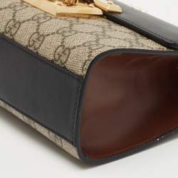 Gucci Black/Beige GG Supreme Canvas and Leather Small Padlock Shoulder Bag