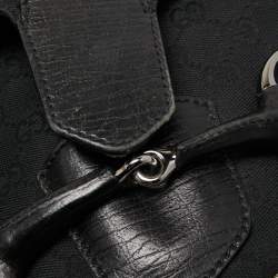 Gucci Black GG Canvas Small Horsebit Chain Shoulder Bag