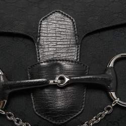 Gucci Black GG Canvas Small Horsebit Chain Shoulder Bag