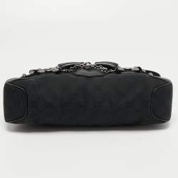 Gucci Black GG Canvas Small Horsebit Chain Shoulder Bag