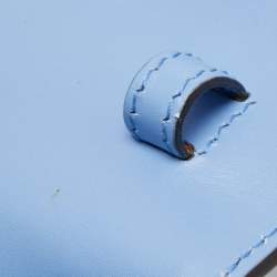 Pre Owned Gucci Blue Floral Embroidered Leather Medium Sylvie Top Handle Bag