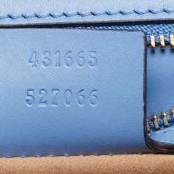 Pre Owned Gucci Blue Floral Embroidered Leather Medium Sylvie Top Handle Bag