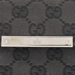 Gucci Black GG Canvas and Leather Flap Compact Wallet