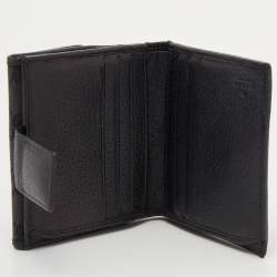 Gucci Black GG Canvas and Leather Flap Compact Wallet
